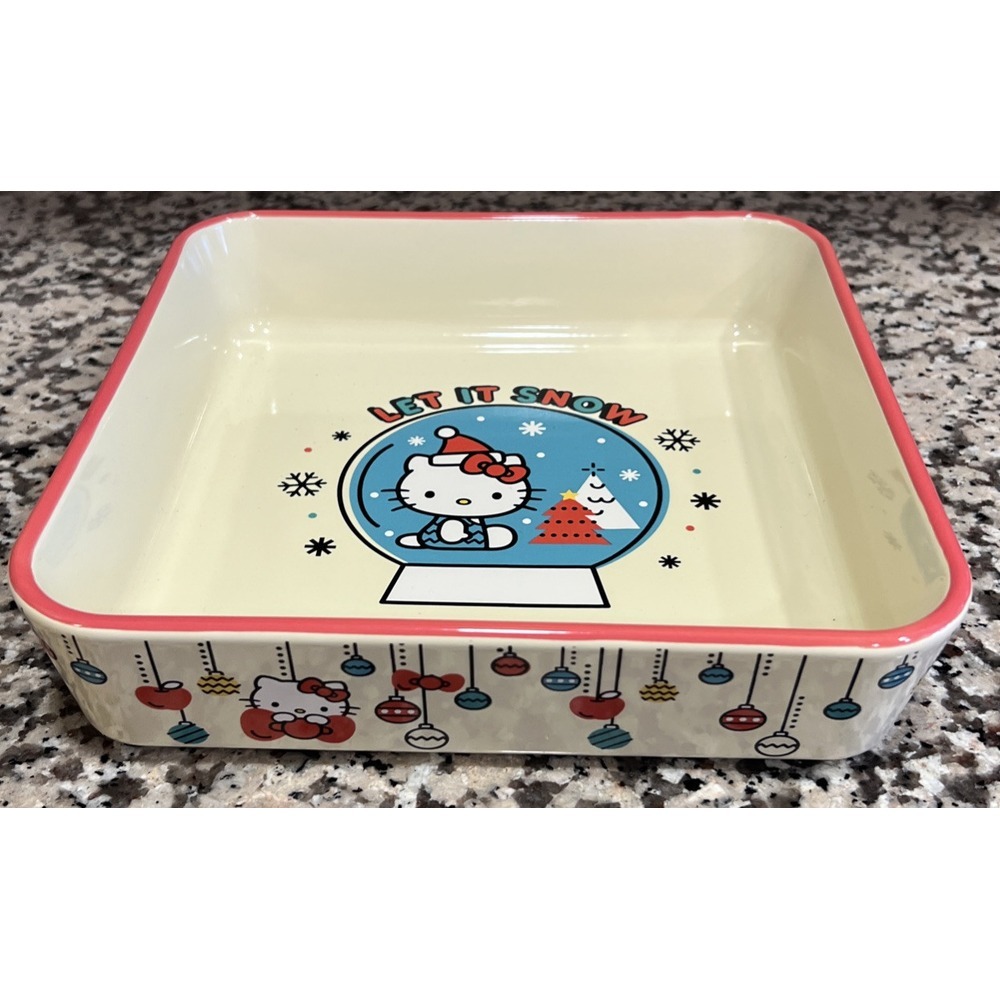 Hello Kitty Xmas Let It Snow Globe Holiday 9x9 Square Baking Pan Ceramic ZRike
